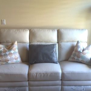 Genuine leather throw pillow Heather Grey.